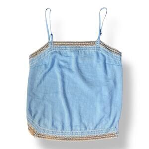 Abercrombie & Fitch‎ Baby Blue Square Neck Lace Cami Womens Size XS Boho